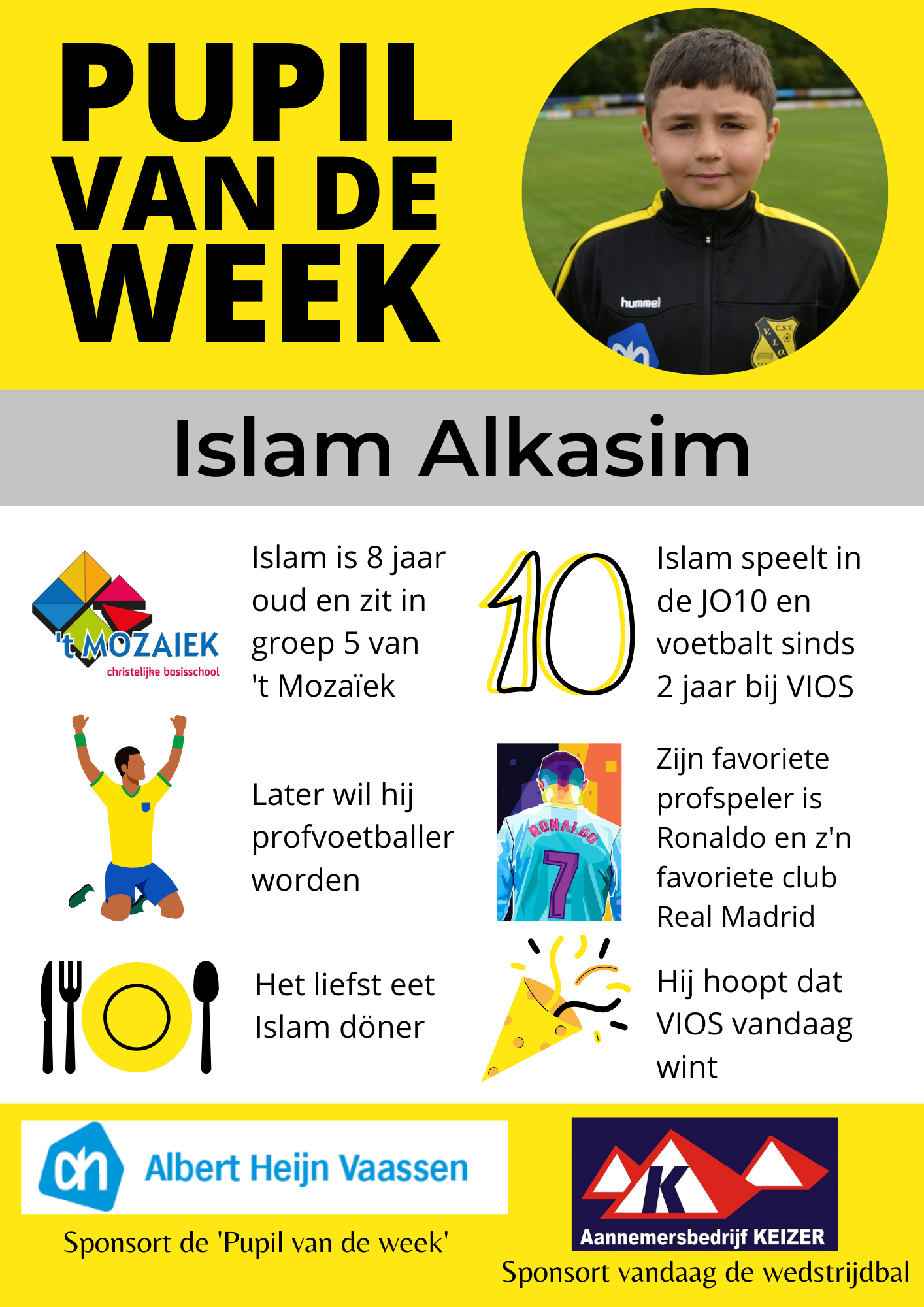 Pupil van de week: Islam Alkasim - c.s.v. VIOS Vaassen